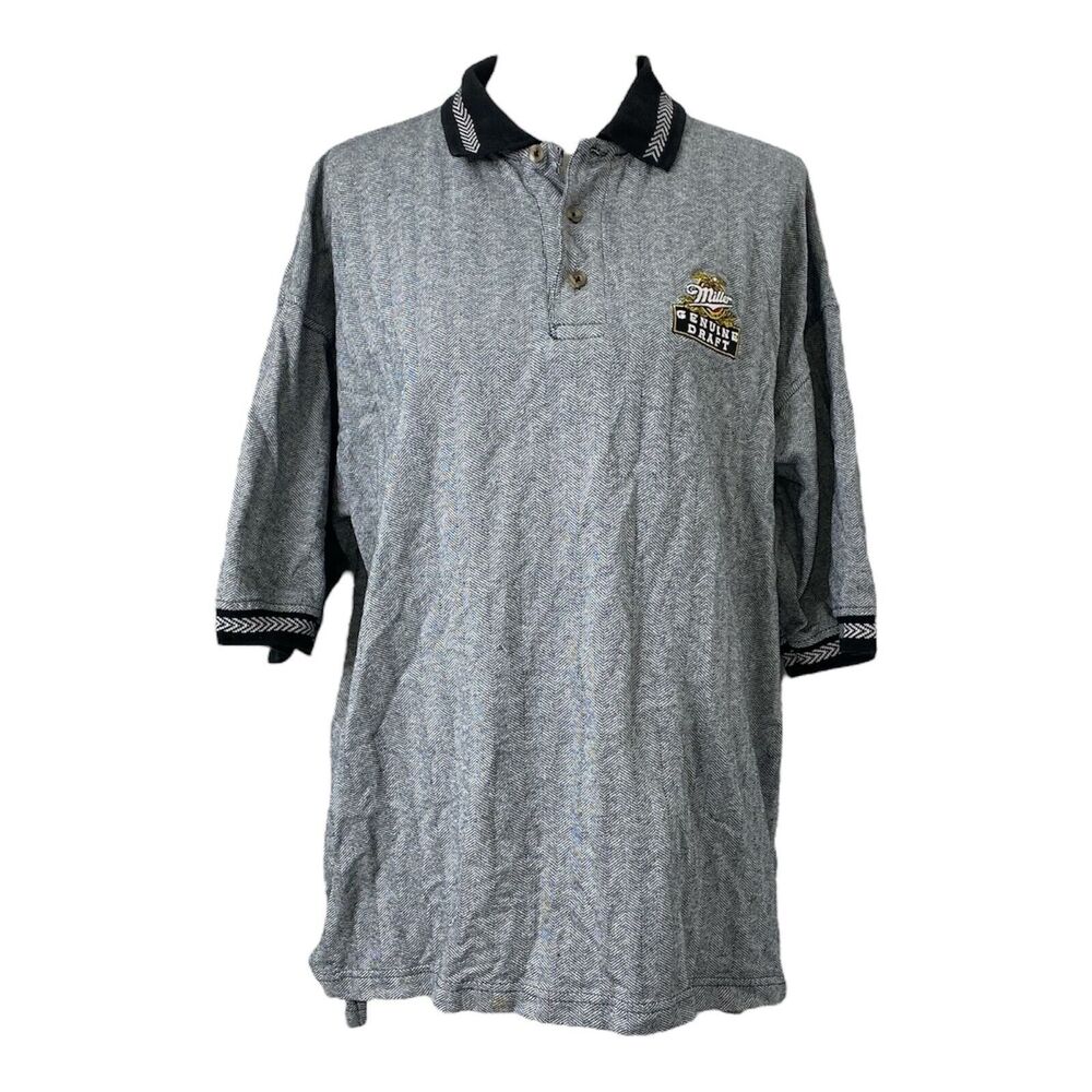 Miller Genuine Draft Men’s XL Vintage Polo Shirt LA Loving Black and Grey